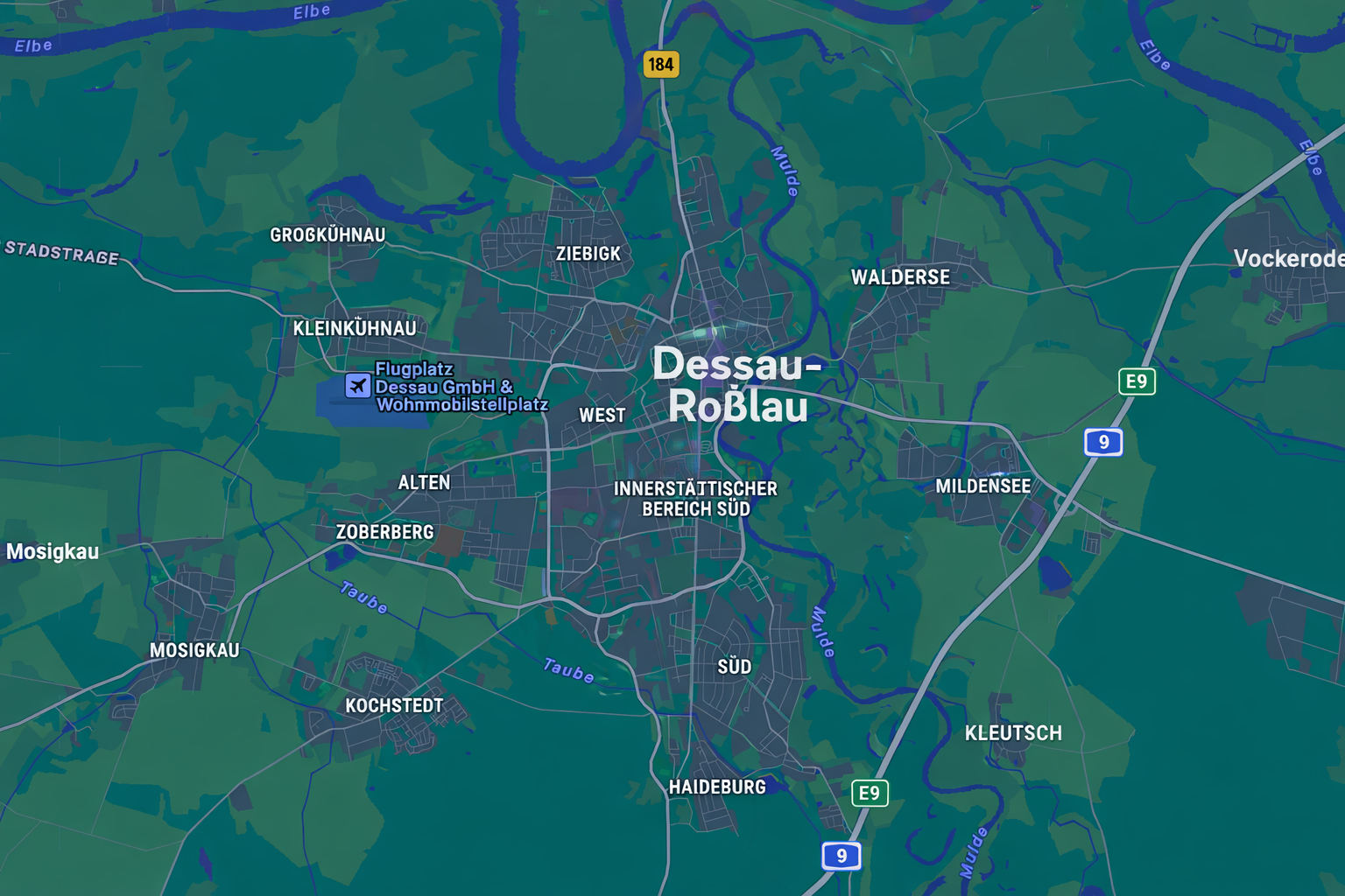 Karte des Einsatzgebiets rund um Dessau-Roßlau